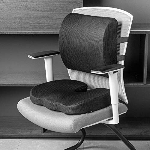 Amazon Basics Comfortable Seat Cushion & Lumbar Support for Office Chairs, Memory Foam with Cooling Gel, Non-Slip, Black - Image 6