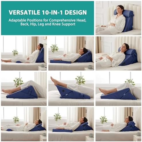 Bedluxe Wedge Pillow Set for After Surgery, Orthopedic Bed Wedge, Navy - Image 2