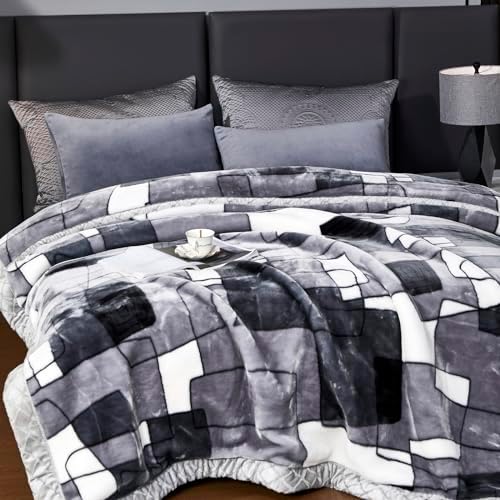 5.5 lbs Korean Mink Blanket 59×79 inch, Silky Soft and Warm,2 Ply Reversible Raschel Bed Blanket for Single Bed. - Image 2