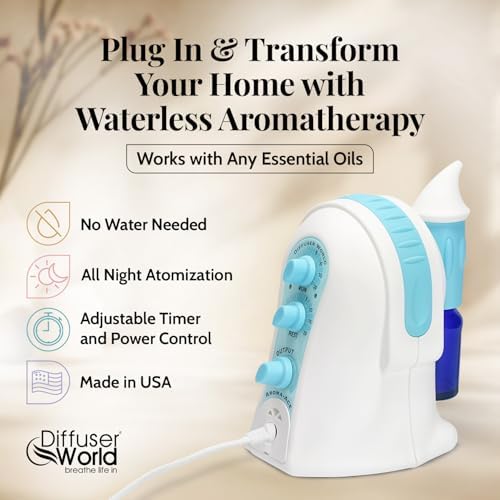 1000 Sq Ft Waterless Diffuser for Essential Oils, Made in USA Blue Waterless Aroma Atomizer for Home Large Room Fragrance, Home Scent Machine, Air Aromatherapy with Adjustable Timer - Image 2