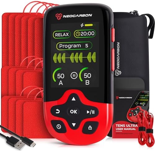 NEOCARBON TENS Unit Muscle Stimulator Ultra for Pain Relief, Red by Neocarbon