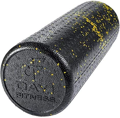 Day 1 Fitness High Density Muscle Foam Rollers - Sports Massage Rollers for Stretching, Physical Therapy, Deep Tissue, Myofascial Release - Ideal for Exercise and Pain Relief - Speckled Yellow, 18” by Day+1+Fitness