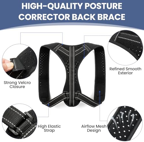 Posture Corrector for Men and Women, Adjustable Back Brace Straightener, Breathable Shoulder, Neck, Clavicle & Mid-Back Support, Relieve Slouching, Hunching, and Back Pain,One Size - Image 6