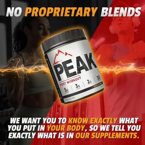 Peak Post Workout - BCAA 2:1:1 Creatine - Glutamine - Muscle Recovery and Strength Building Supplement - 30 Servings - Tropical Mango - Image 4