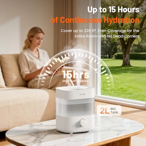 Humidifiers for Bedroom, 2L Top Fill Cool Mist Humidifier, 20dB Quiet ﻿ - Image 3