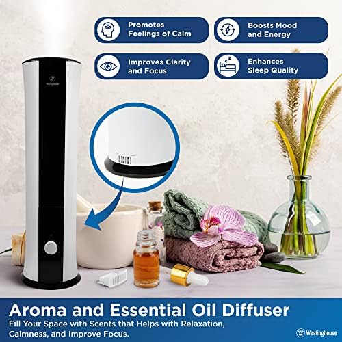 Westinghouse 28-inch Cool Mist Ultrasonic Tower Humidifier, 6L Top Fill Air Humidifier with Essential Oil Diffuser, Adjustable Mist Volume for Large Bedrooms - Image 6