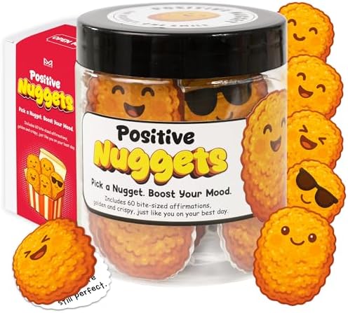 Emotional Supports Nuggets Jar, 60 Positive Chicken Nuggets Cards for Women, Teen Girl Room Decor, Teen Girl Gifts Trendy Stuff, White Elephant Gifts, Back to School Gifts by MiaRitaOfficial