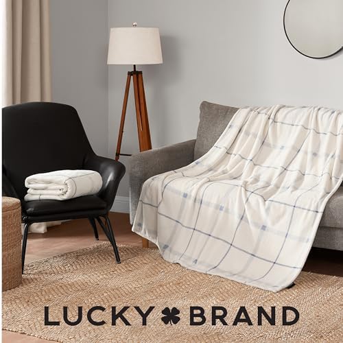 Lucky Brand Palmdale White with Sage Green Plaid 50"x70" Cozy Plush Blanket - Premium Microfiber Throw for Luxurious Comfort - Image 6