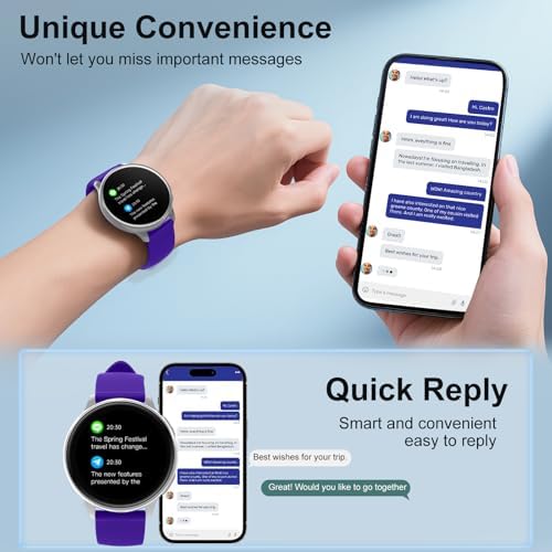 Smart Watch for Men Women Fitness Tracker with 100+ Sport Modes,Activity Trackers for iOS/Android Waterproof/Heart Rate/Sleep/Steps Monitor/Pedometer Monitor Monitor (Silver+Purple) - Image 7