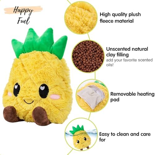 Pineapple Microwavable Unscented Heating Pad for Women and Kids- Cute Soft Cozy Pillow Plush Heatable Warm Stuffed Animals - Kawaii Hot and Cold Plushie Food Toy - Pineapple Gifts for Girls and Boys - Image 4