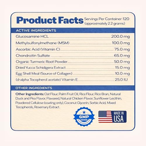 Hip & Joint Supplement for Dogs – Glucosamine Chondroitin MSM – Dog Joint Supplement & Mobility Support Chews with Turmeric & Yucca – Arthritis Support – 120 Soft Chews - Image 6