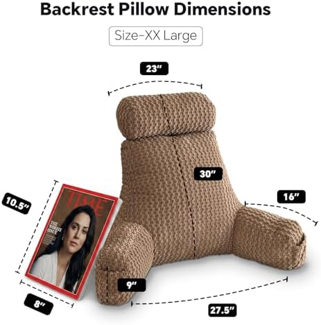 Reading Pillow for Bed with Adjustable Neck Support,XXL Khaki Corduroy - Image 5