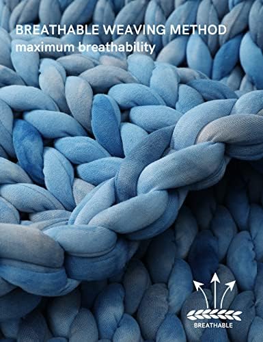 YnM Weighted Blanket, Handmade Chunky Knitted Design, Soft and Cozy, Temperature Regulating and Breathable, Machine Washable Throw for Sleep or Home Decor (Dark Blue Tie-Dyed, 60x80 Inch, 15lbs) - Image 4