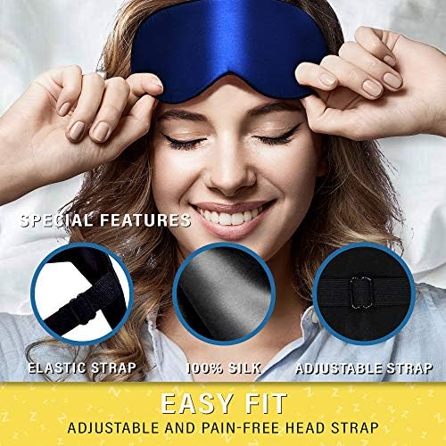 Silk Sleep Eye Mask for Men Women, Comfortable Super Soft Eye Mask with Adjustable Strap, 100% Pure Silk, Blocks Light, Jersey Slumber (Blue, 1 Count (Pack of 1)) - Image 5
