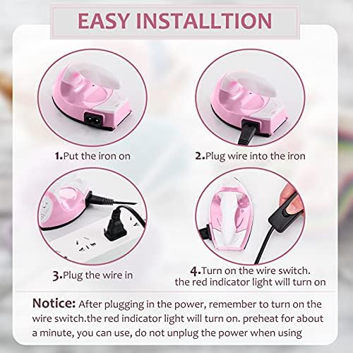 Honoson Mini Craft Iron with Charging Base Tiny,Light Pink - Image 3