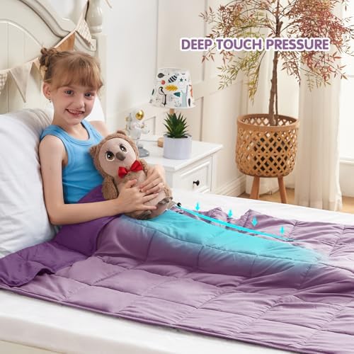yescool Purple Weighted Blanket 10 Pounds Cooling Weighted Lap Blanket, Heavy Blanket for Sleeping, Weighted Throw Blanket Gifts for 80-110lbs, 40" x60 - Image 2