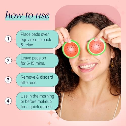 SpaLife Watermelon Cooling Eye Pads, 48 Hydrating Under Eye Patches for Puffiness, Dark Circles, and Tired Eyes, Infused with Hyaluronic Acid, Glycerin, and Vitamin C, Fruity Scent - Image 6