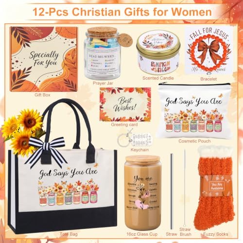 12pcs Fall Gifts Baskets for Women, Inspirational Christian Gift for Her - Image 2