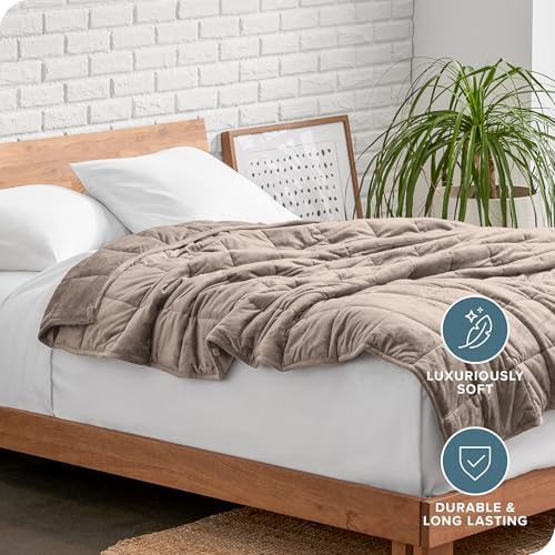 Bare Home Minky Fleece Weighted Blanket (Taupe, 60"x80" 17lbs) - Image 5