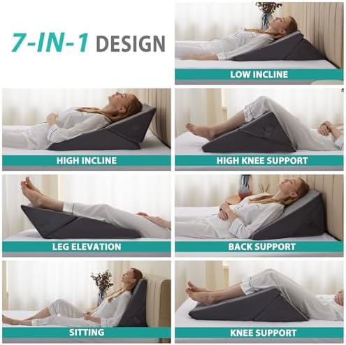 Bedluxe Wedge Pillow for Sleeping, Adjustable 9&12 Inch Foldable Bed Wedge Pillow Set, Orthopedic Memory Foam Triangle Pillows Wedge, 7-in-1 Elevated Pillows for Leg and Back Support, Velvet - Image 2