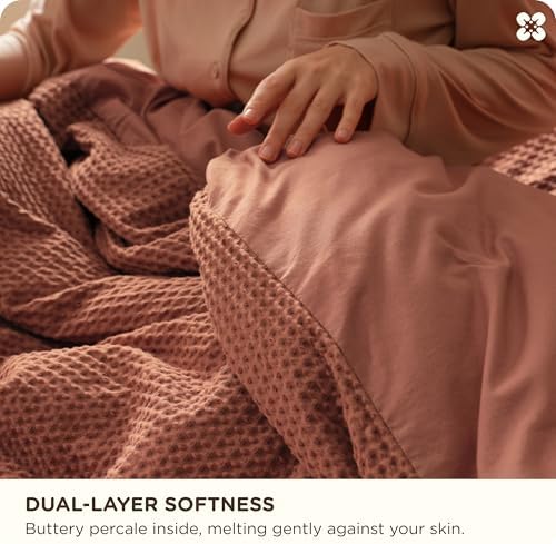 Bedsure PureWoven 3 Pieces 100% Cotton Waffle Weave Duvet Cover Set, Queen - Image 4