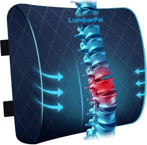 Lumbar Support Pillow for Office Chair, Back Support, Memory Foam, Blue by TushGuardSeatCushonsPillows