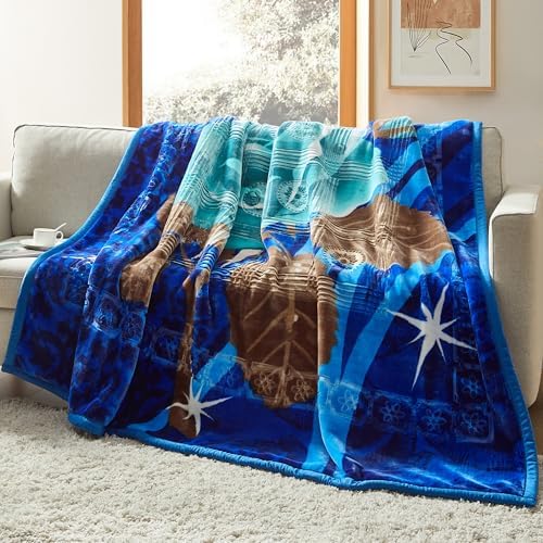 Nestl Korean Mink Blanket Queen Size - 9 Lbs Velvet Fleece Korean Blanket - 2 Ply Warm & Thick Winter Blanket - Wrinkle & Fade Resistant - 79 x 94 Inches (Blue) by Nestl