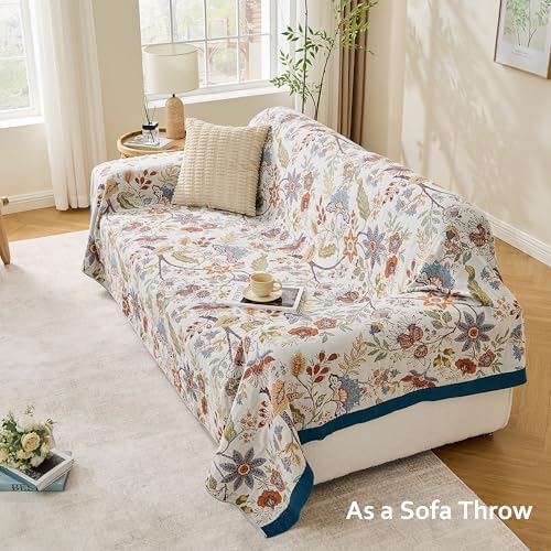 VANJOROY Boho Throw Blanket, 100% Organic Cotton Breathable Skin-Friendly Ultra Soft Bed Quilt Throw - All Season Floral Farmhouse Décor Luxury Blanket for Sofa Couch Chair and Gift. 50" x 60" - Image 7