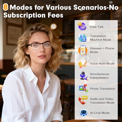 AI Smart Glasses, 164 Languages Bluetooth Glasses with Speakers - Gold - Image 4