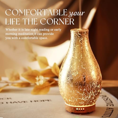 Porseme 100ml Gold-Plated Volcano Essential Oil Diffuser 3D Glass - Elegant and Effective Aromatherapy with 7 Color Changing LEDs and Waterless Auto-Off, BPA Free for Home Yoga Leisure SPA Gift - Image 6