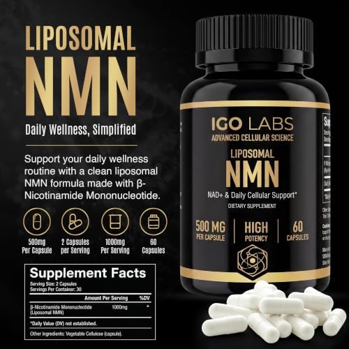 Liposomal NMN 1000mg Per Serving, Pure NMN Supplement, 60 Capsules - Image 2