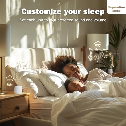 2-Pack Sync Stereo, Paussion Portable Mini Noise White Sleep Sound Machine for Adults Kids Baby 25 Soothing Songs, Auto Timer, Perfect for Travel, Home, Office Privacy - Image 4