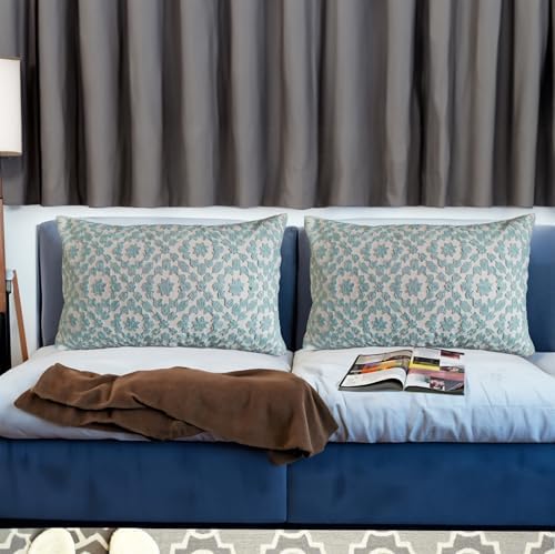 Lumbar Decorative Throw Pillow Cover 12x20 inch Porcelain Light Blue Trellis Mina Pillow Case 1pc Aquatic Blue 30x50cm Glacier Airy Light Blue Pillow Cushion Cover - Image 3