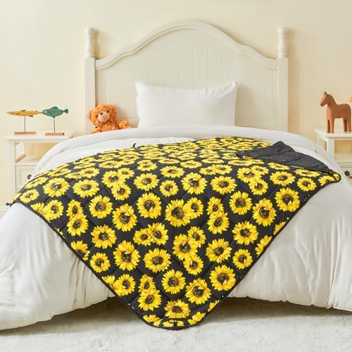 yescool Weighted Blanket 10 Pounds Twin Cooling Weighted Lap Blanket, Sunflower Heavy Blanket for Sleeping, Weighted Throw Blanket Gifts for 80-110lbs, 48"x72" - Image 5