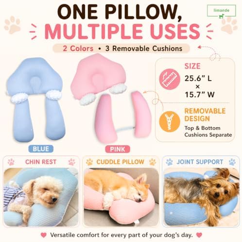 Dog Calming Pillow, Chin Rest Cushion for Senior Dogs, (Blue) - Image 5
