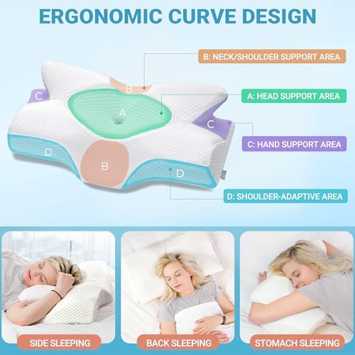Elviros Cervical Memory Foam Pillow,2 PCS Pillow for Neck & Shoulder Pain - Image 3