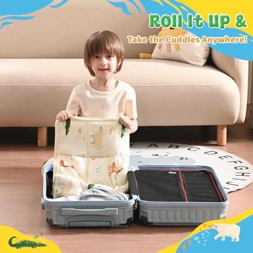 anfie Weighted Lap Pad 2 Pounds, Weighted Blanket(20"*30") Cooling Blanket for Resting,Weighted Throw Blanket for Travel Indoor Outdoor (Beige Animal) - Image 5