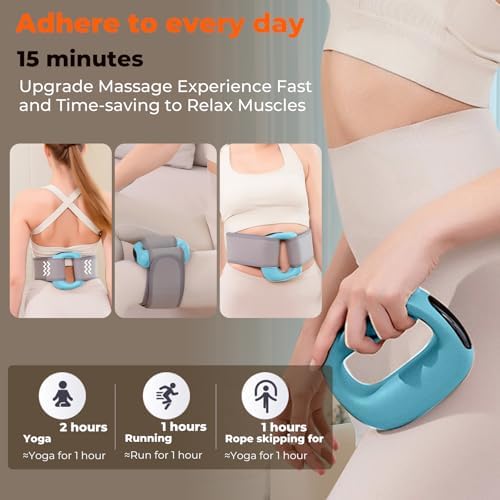 Deep Tissue Percussion Muscle Massage Gun: with Heat, Adjustable Intensity and Speed, Super Quiet, USB-C Rechargeable, Portable, Pain Relief for Athletes and Everyone, Ideal Gift（Blue） - Image 5