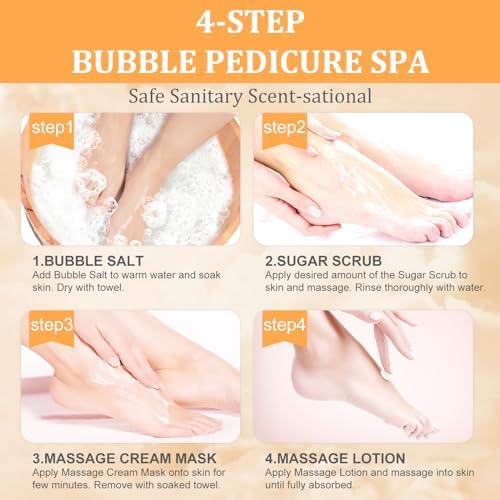 Foot Pedicure Spa Set,Foot Soak Spa Home Pedicure Kit with Bath Salt, Moisturizing Foot Scrub Cream Lotion, Foot Care for Dead Skin, Dry Cracked Feet, Make Baby Soft Feet, 3 Set - Image 6