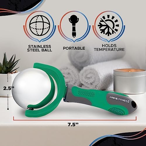 PRIME Fitness Cold Massage Roller Ball | Cold Therapy | Ice Roller Ball with Handle | cryo Stick | Relieve Muscle Pain (Green) - Image 6