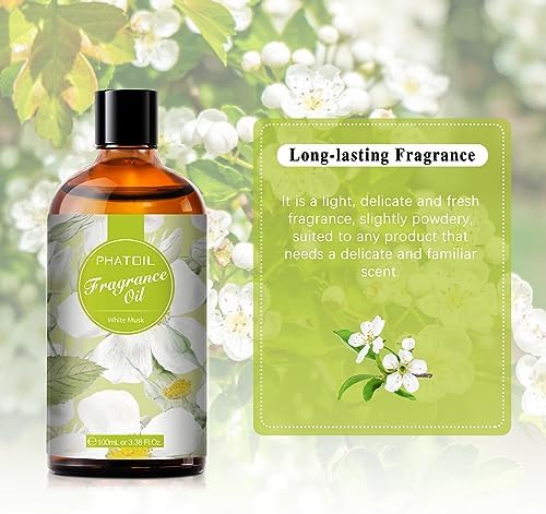 PHATOIL 3.38FL.OZ White Musk Fragrance Oils for Aromatherapy, Essential Oils for Diffusers for Home, Perfect for Diffuser, DIY Candle and Soap Making, DIY Scented Products - 100ml - Image 6