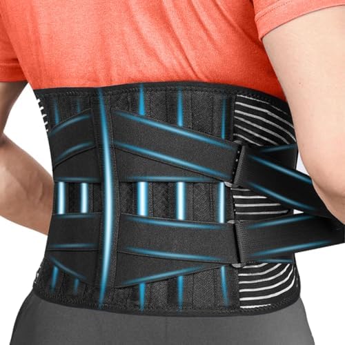 Lower Back Support Belt for Men & Women, Back Brace for Lower Back Pain Relief, Breathable Lumbar Support with 6 Stays & Dual Adjustable Straps, Small (20”–26”) by Unknown