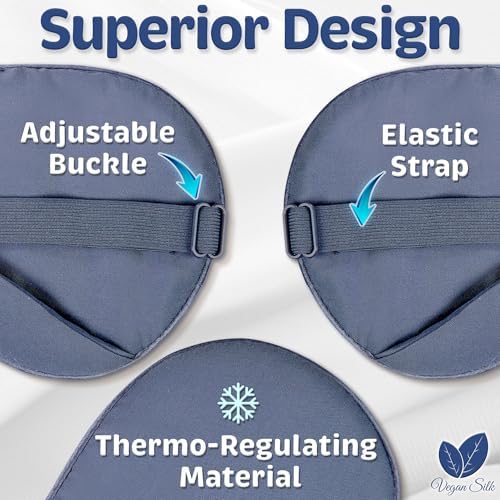 Sleep Mask - Navy Gray, 100% Viscose Derived from Bamboo - Lightweight Eye Mask with Adjustable Strap - Blackout Sleeping Blindfold for Women & Men - Comfortable Light Blocking Eye Cover - Image 3