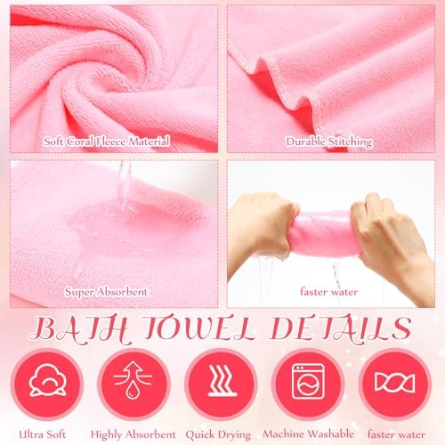 FillTouch 12 Pcs Foot Spa Kit for Girls Kids 12.5''x12.5''x8.3'' Foot Care Bath and 12''x28'' Hand Towels Washbasin Salon Towels Portable for Sleepover Spa Swim Birthday Party Supplies(Light Pink) - Image 3