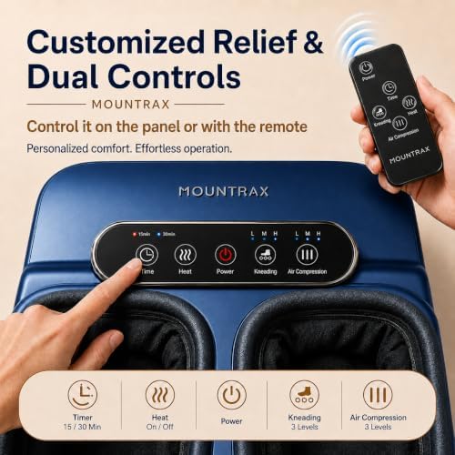 MOUNTRAX Foot Massager with Heat for Neuropathy, 2026 Upgraded, Deep Kneading Shiatsu Foot Massager for Plantar Fasciitis, Fits Up to Men Size 13, Gifts for Women Men Mom Dad Seniors(Blue) - Image 3