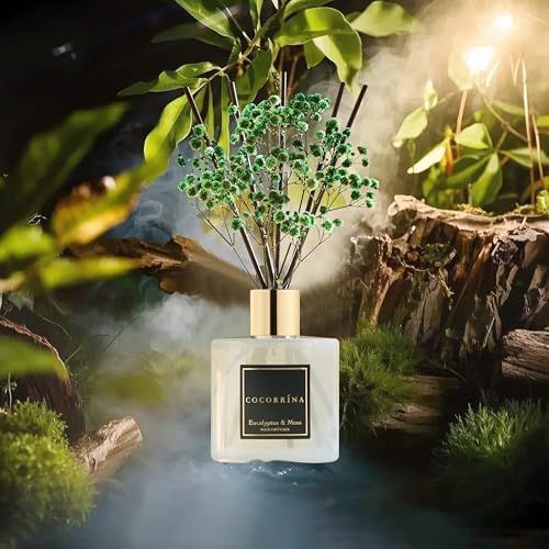 Cocorrína Reed Diffuser Sets- Eucalyptus & Moss Scented Diffuser with Sticks Home Fragrance Reed Diffuser for Bathroom Shelf Decor - Image 4
