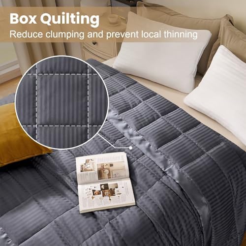 downluxe King Size Blanket with Satin Trim, Lightweight Down Alternative King Blanket for All Season, Machine Washable (Grey, 108 x 90 Inch) - Image 2