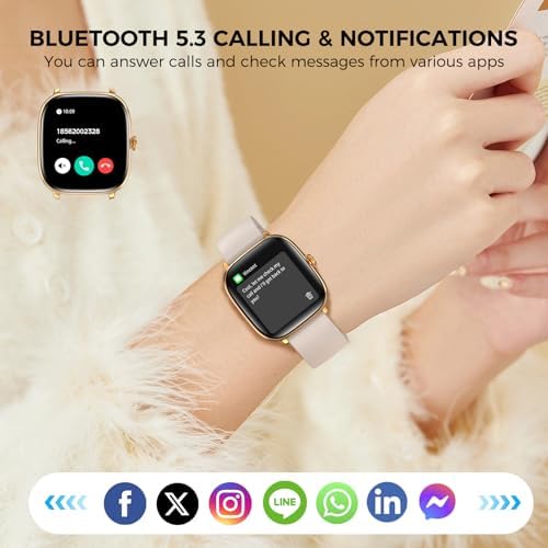 BRIBEJAT Android Smart Watches for Women, 1.75” AMOLED Touchscreen, Bluetooth Calling, Heart Rate/SpO2/Sleep Monitor, Long Battery, IP68 Waterproof Finess Watch Compatible with iPhone Android (Gold) - Image 4