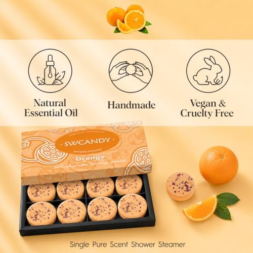 SWCANDY Orange Shower Steamers 8 Pack, Home Spa Self Care - Image 6