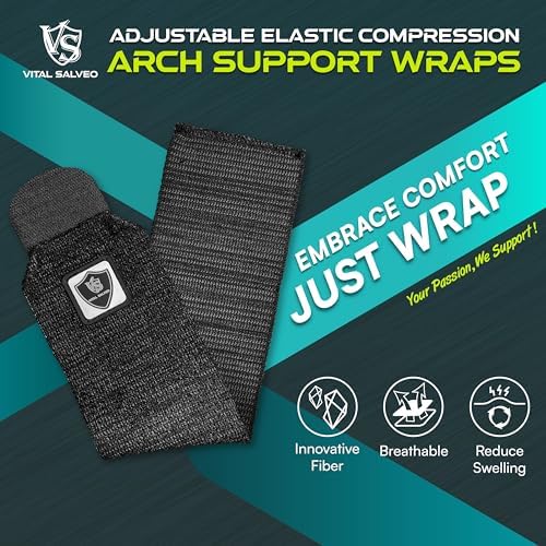 Vital Salveo- Adjustable Breathable Arch Wrap,Targeted Compression for Alleviating Arch Stiffness and Fatigue,PlantarFasciitis, for Men Women, Running, Soccer, Football, Workout (Pair) /3"* 11.5" - Image 2
